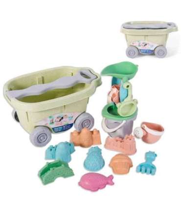 WOOPIE GREEN Набор для песка с тележкой, 13 предметов. Биоразлагаемый органический материал