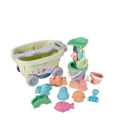 WOOPIE GREEN Набор для песка с тележкой, 13 предметов. Биоразлагаемый органический материал