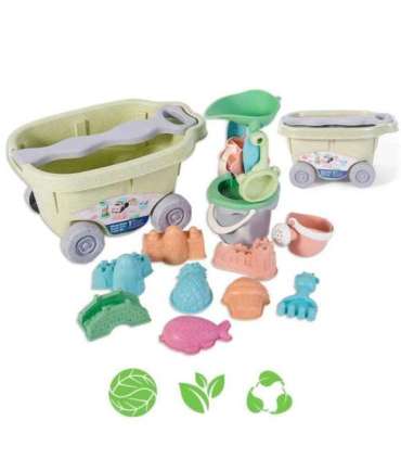WOOPIE GREEN Набор для песка с тележкой, 13 предметов. Биоразлагаемый органический материал