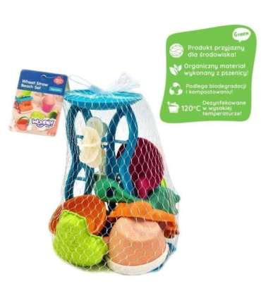 WOOPIE GREEN Набор для песка с вращающимся колесом и лейкой, 10 шт. Биодеградируемый органический материал