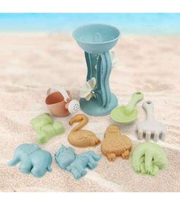 WOOPIE GREEN Набор для песка с вращающимся колесом и лейкой, 10 шт. Биодеградируемый органический материал