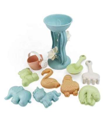 WOOPIE GREEN Набор для песка с вращающимся колесом и лейкой, 10 шт. Биодеградируемый органический материал