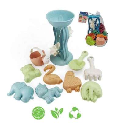 WOOPIE GREEN Набор для песка с вращающимся колесом и лейкой, 10 шт. Биодеградируемый органический материал