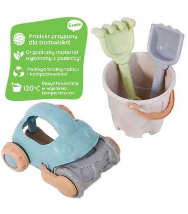 WOOPIE GREEN набор для песка с ведёрком и машинкой, 10 шт. Биоразлагаемый органический материал