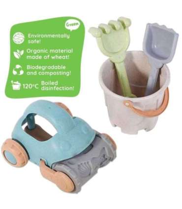 WOOPIE GREEN набор для песка с ведёрком и машинкой, 10 шт. Биоразлагаемый органический материал