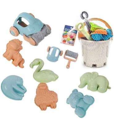 WOOPIE GREEN набор для песка с ведёрком и машинкой, 10 шт. Биоразлагаемый органический материал