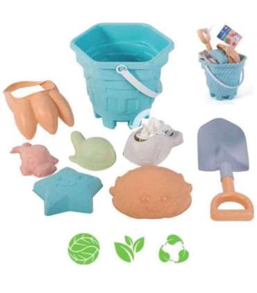 WOOPIE GREEN Набор для песка в ведёрке, 8 шт. Биоразлагаемый органический материал