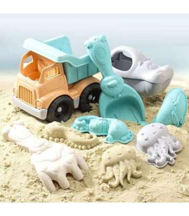 WOOPIE 7-предметный набор для песка с машинкой. Биоразлагаемый органический материал