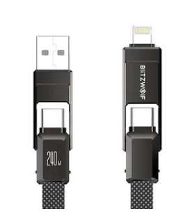 Blitzwolf BW-HDC7 4-in-1 USB+C+Lightning cable 240W 1.2m (black)
