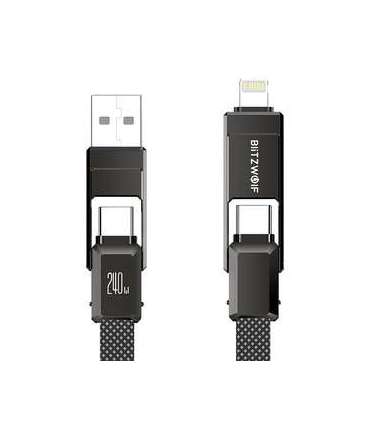 Blitzwolf BW-HDC7 4-in-1 USB+C+Lightning cable 240W 1.2m (black)