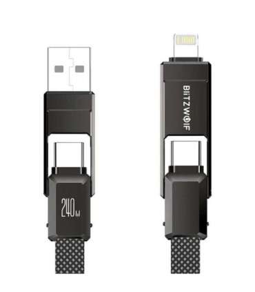 Blitzwolf BW-HDC7 4-in-1 USB+C+Lightning cable 240W 1.2m (black)