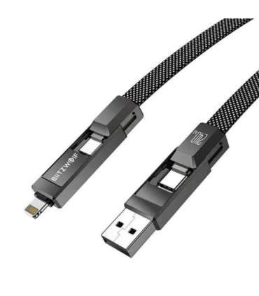 Blitzwolf BW-HDC7 4-in-1 USB+C+Lightning cable 240W 1.2m (black)