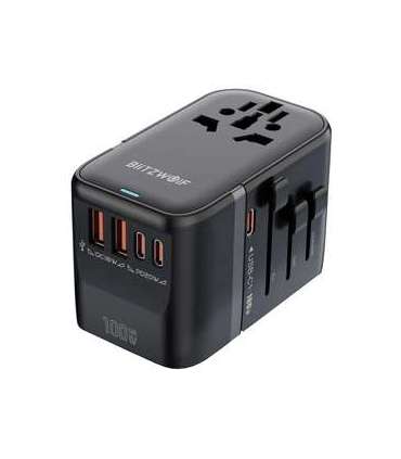 Blitzwolf BW-TA2 5-in-1 Travel Adapter 2xUSB PD + 2xC QC + C GaN 100W