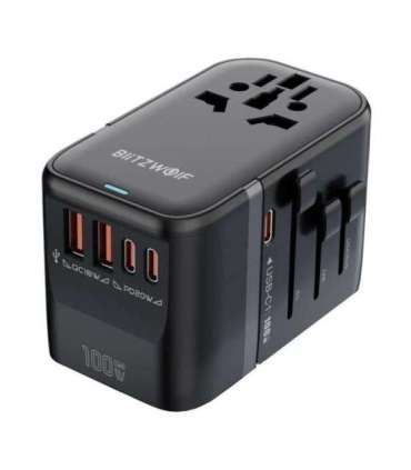 Blitzwolf BW-TA2 5-in-1 Travel Adapter 2xUSB PD + 2xC QC + C GaN 100W