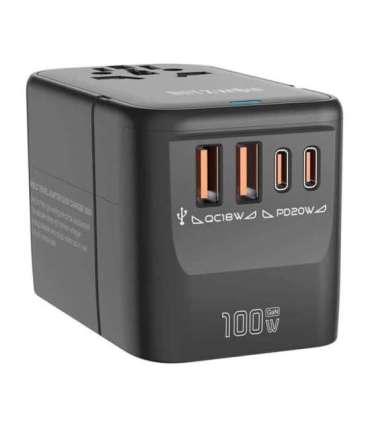 Blitzwolf BW-TA2 5-in-1 Travel Adapter 2xUSB PD + 2xC QC + C GaN 100W