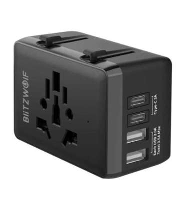 Blitzwolf BW-TA1 4-in-1 Travel Adapter 2xUSB + C + PD 20W