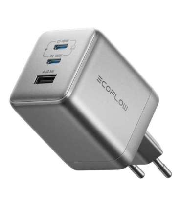 EcoFlow RAPID Pro 100W mains charger, 2xUSB-C, 1xUSB-A, GaN