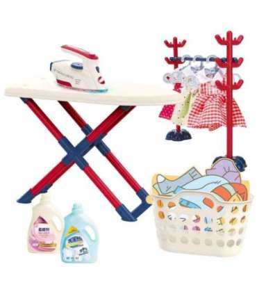 WOOPIE XXL 14-предметный набор: гладильная доска с утюгом, вешалка, корзина для белья и предметы одежды.