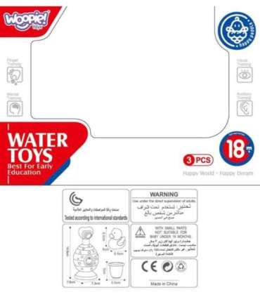 WOOPIE BABY vannimänguasjade komplekt: tass + kummipart + seebidosaator