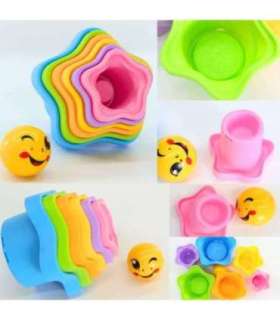 WOOPIE BABY Сенсорная пирамидка из стаканчиков - Звёздочки + мячик