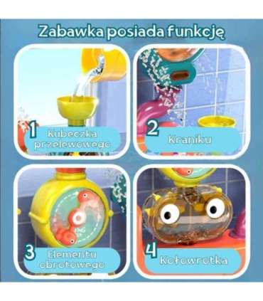 WOOPIE BABY vannimänguasi — kraan/dušš, ülevoolu purskkaev, pardike