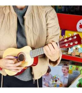 Viga Drewniana gitara dla dzieci Naturalna 21 cali 6 strun