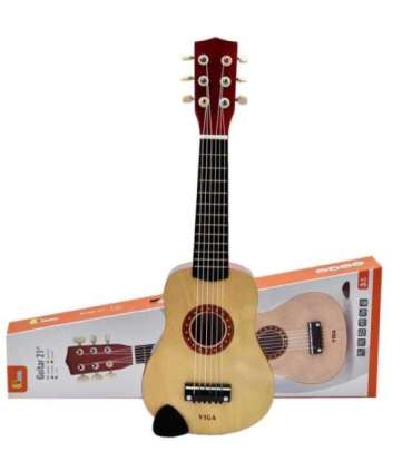 Viga Drewniana gitara dla dzieci Naturalna 21 cali 6 strun