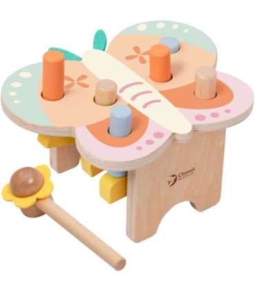 CLASSIC WORLD Wbijak Pastelowy Motylek Montessori z Młoteczkiem