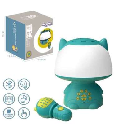 WOOPIE Multifunkcyjna Lampka RGB Głośnik Bluetooth Karaoke Modulator Głosu Karta SD Turkusowa