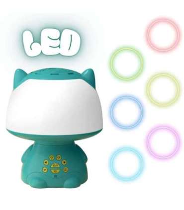 WOOPIE Multifunkcyjna Lampka RGB Głośnik Bluetooth Karaoke Modulator Głosu Karta SD Turkusowa