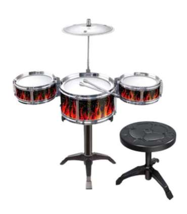 WOOPIE Perkusja Edukacyjna dla Dzieci 3 Bębny 1 Talerz + Taboret