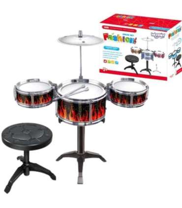 WOOPIE Perkusja Edukacyjna dla Dzieci 3 Bębny 1 Talerz + Taboret