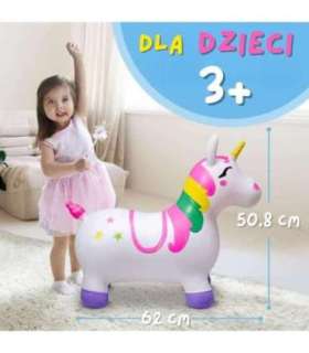 WOOPIE Skoczek Gumowy do Skakania Jednorożec Biały+ Pompka