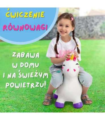 WOOPIE Skoczek Gumowy do Skakania Jednorożec Biały+ Pompka