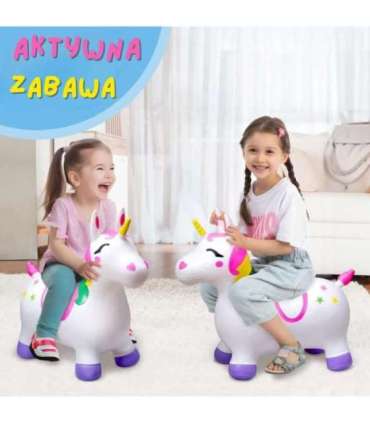 WOOPIE Skoczek Gumowy do Skakania Jednorożec Biały+ Pompka