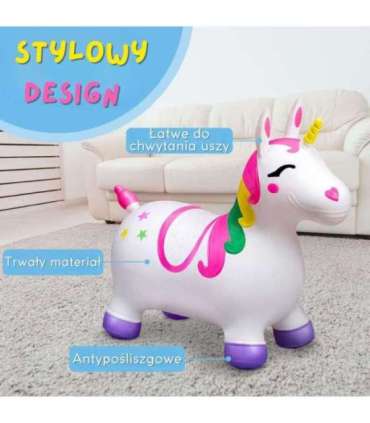 WOOPIE Skoczek Gumowy do Skakania Jednorożec Biały+ Pompka