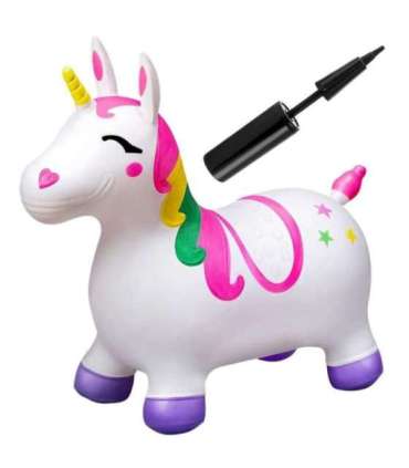 WOOPIE Skoczek Gumowy do Skakania Jednorożec Biały+ Pompka