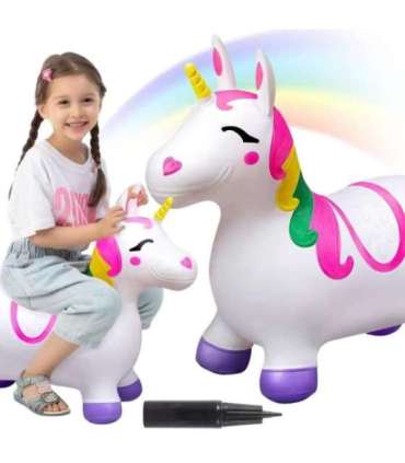 WOOPIE Skoczek Gumowy do Skakania Jednorożec Biały+ Pompka