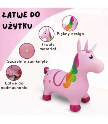 WOOPIE Skoczek Gumowy do Skakania Jednorożec Różowy + Pompka