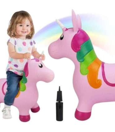 WOOPIE Skoczek Gumowy do Skakania Jednorożec Różowy + Pompka