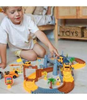 WOOPIE Tor Samochodowy XXL Kolejka Elektryczna Plac Budowy 174 el.