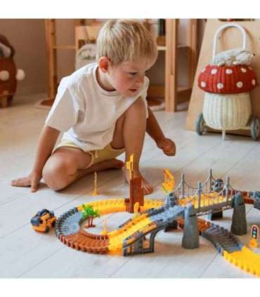 WOOPIE Tor Samochodowy XXL Kolejka Elektryczna Plac Budowy 174 el.