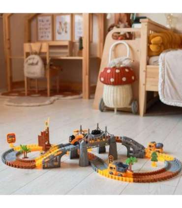 WOOPIE Tor Samochodowy XXL Kolejka Elektryczna Plac Budowy 174 el.