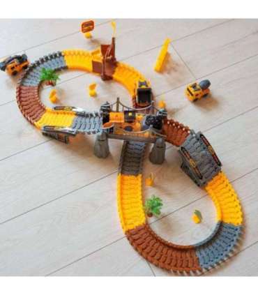 WOOPIE Tor Samochodowy XXL Kolejka Elektryczna Plac Budowy 174 el.