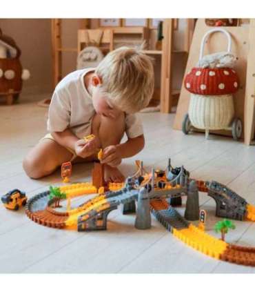 WOOPIE Tor Samochodowy XXL Kolejka Elektryczna Plac Budowy 174 el.