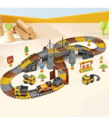 WOOPIE Tor Samochodowy XXL Kolejka Elektryczna Plac Budowy 174 el.