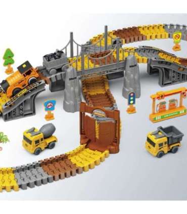 WOOPIE Tor Samochodowy XXL Kolejka Elektryczna Plac Budowy 174 el.