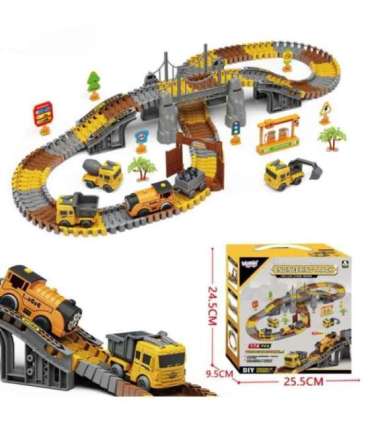 WOOPIE Tor Samochodowy XXL Kolejka Elektryczna Plac Budowy 174 el.