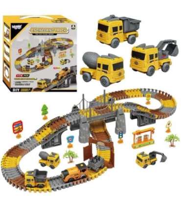 WOOPIE Tor Samochodowy XXL Kolejka Elektryczna Plac Budowy 174 el.