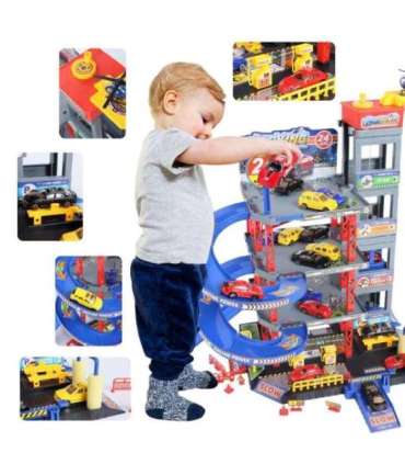 WOOPIE mitmetasandiline parkla/garaaž koos autopesulaga, autod, helikopter + aksessuaarid